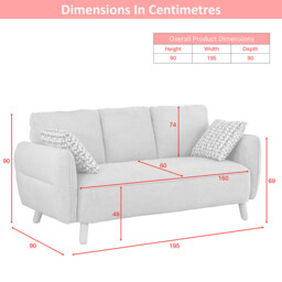Sofa Georgia 3 Seater Light Grey - thumbnail 2