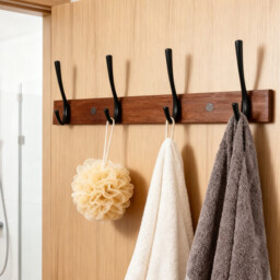 JU7CER Kitchen and bathroom storage hanging rack Wall-mounted Kitchen & Bathroom Storage Rack, Multifunctional Storage Hanger, Modern Style, Multifunctional Hook Rail 43 centimeters in length - thumbnail 3