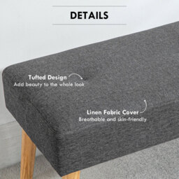 HOMCOM Nordic-style gray and natural wood storage ottoman - thumbnail 7