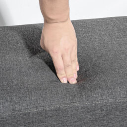 HOMCOM Nordic-style gray and natural wood storage ottoman - thumbnail 6