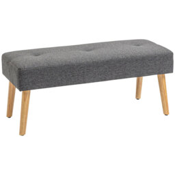 HOMCOM Nordic-style gray and natural wood storage ottoman - thumbnail 1