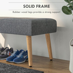HOMCOM Nordic-style gray and natural wood storage ottoman - thumbnail 3