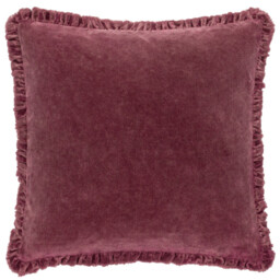 Yard Cushion Bertie Washed Cotton Velvet Square Burnt Red 45x45cm - thumbnail 6
