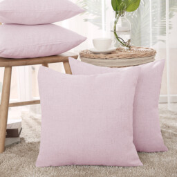 Deconovo faux linen cushion cover light pink color 50*50cm 1pc - thumbnail 7