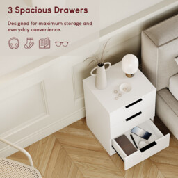 Vida Designs Bedside Table Trega 3 Drawers White - thumbnail 6