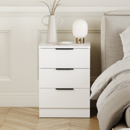 Vida Designs Bedside Table Trega 3 Drawers White - thumbnail 3