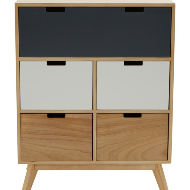 Interiors by Premier Drawer Chest Watson 5 Drawer Natural/Grey/White - image 1