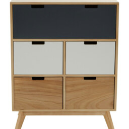 Interiors by Premier Drawer Chest Watson 5 Drawer Natural/Grey/White - thumbnail 1