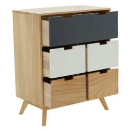 Interiors by Premier Drawer Chest Watson 5 Drawer Natural/Grey/White - thumbnail 2