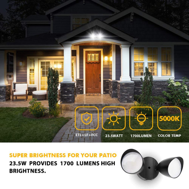 LUTEC 5000K Black Twin LED Spotlight Floodlight Outdoor Wall Light 2-Head Adjustable Security Light - image 1