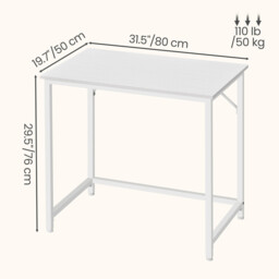 Ochama Computer Desk, for Home Study, Bedroom, 80 x 50 x 76 cm, White - thumbnail 2