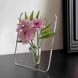 "Frame Flower Vase, Clear Acrylic Flower Container, Modern Art Decoration for Home Decor, Desktops Bookshelf Table House Warming Gifts and Photography Props " - thumbnail 4