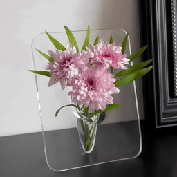 "Frame Flower Vase, Clear Acrylic Flower Container, Modern Art Decoration for Home Decor, Desktops Bookshelf Table House Warming Gifts and Photography Props "