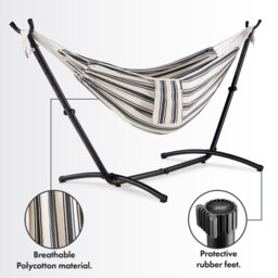 Vonhaus Ibiza 2 Person Cotton Hammock with Stand - thumbnail 5