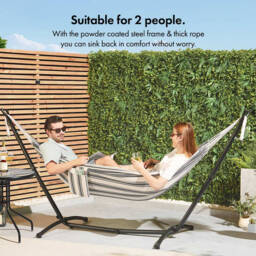 Vonhaus Ibiza 2 Person Cotton Hammock with Stand - thumbnail 2