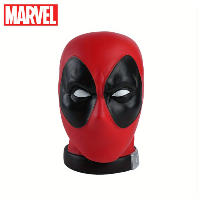 1pc Marvel Deadpool Head Piggy Bank Coin Bank Officially Licensed 3D PVC Figurine Money Box Savings Jar Collectible Desktop Organizer Home Decor Waterproof Shatterproof Hand Figurine Gift - image 1