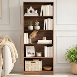 Vida Designs Bookcase Cambridge 5 Shelves Walnut Extra Large - thumbnail 2