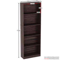 Vida Designs Bookcase Cambridge 5 Shelves Walnut Extra Large - thumbnail 7