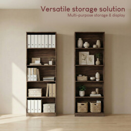 Vida Designs Bookcase Cambridge 5 Shelves Walnut Extra Large - thumbnail 7