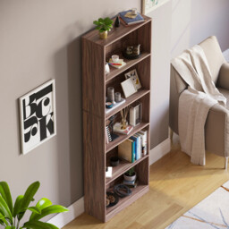 Vida Designs Bookcase Cambridge 5 Shelves Walnut Extra Large - thumbnail 4