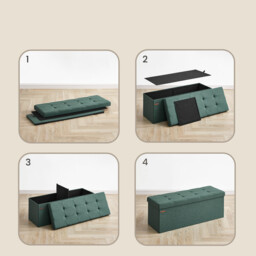 Ochama  Storage Ottoman Bench, End of Bed Bench, Storage Chest, for Living Room, Bedroom, Entryway, Green - thumbnail 2
