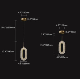 Homary Ovated Gold Ring Pendant Light 1-Light LED Lighting with Adjustable Cable - thumbnail 7