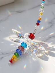 JU7CER 1PC Dragonfly Pendant Hanging Crystal Prism Light Catcher - Crystal Light-Catching Prism Decoration, Window Ornament, Hanging Glass Rainbow Maker, Suitable for Christmas Trees, Chandeliers, Weddings, Offices, Rooms & Home Decor, Christmas Must-Have - thumbnail 2