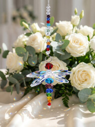 JU7CER 1PC Dragonfly Pendant Hanging Crystal Prism Light Catcher - Crystal Light-Catching Prism Decoration, Window Ornament, Hanging Glass Rainbow Maker, Suitable for Christmas Trees, Chandeliers, Weddings, Offices, Rooms & Home Decor, Christmas Must-Have - thumbnail 3