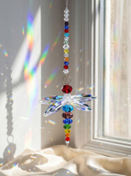 JU7CER 1PC Dragonfly Pendant Hanging Crystal Prism Light Catcher - Crystal Light-Catching Prism Decoration, Window Ornament, Hanging Glass Rainbow Maker, Suitable for Christmas Trees, Chandeliers, Weddings, Offices, Rooms & Home Decor, Christmas Must-Have - thumbnail 1