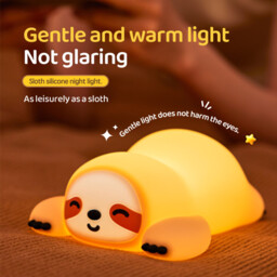 VIVREAL Sloth LED Night Light A046 – Rechargeable, 3-Level Dimming, Type-C Charging, Soft Silicone, ABS & PP, Warm Yellow - thumbnail 7