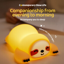 VIVREAL Sloth LED Night Light A046 – Rechargeable, 3-Level Dimming, Type-C Charging, Soft Silicone, ABS & PP, Warm Yellow - thumbnail 5