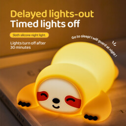 VIVREAL Sloth LED Night Light A046 – Rechargeable, 3-Level Dimming, Type-C Charging, Soft Silicone, ABS & PP, Warm Yellow - thumbnail 4