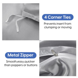 Meeallhome  Satin  Duvet Cover Set 230*220cm/50*75cm*2  Gray - thumbnail 4