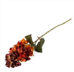 Candlelight Artificial Hydrangea Flower Stem Orange 75cm - thumbnail 1