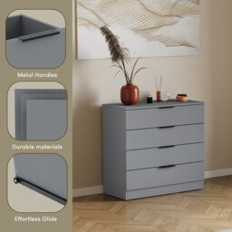 Vida Designs Trega 4 Drawer Chest of Drawers, Grey - thumbnail 7