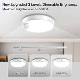 " 2 Pack Motion Sensor Lights Indoor New Upgraded, 500LM 8000mAh LED Ceiling Lights with Remote Control, Battery Powered Rechargeable Lights for Shed Loft Bedroom Garage Porch Hallway Stair" - thumbnail 4