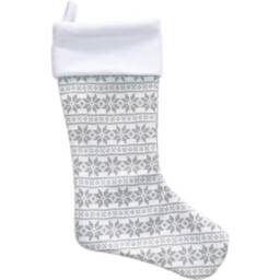 Light Grey Knitted Christmas Wool Stocking with Snowflake Pattern - thumbnail 1