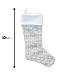 Light Grey Knitted Christmas Wool Stocking with Snowflake Pattern - thumbnail 4