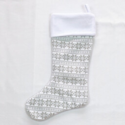 Light Grey Knitted Christmas Wool Stocking with Snowflake Pattern - thumbnail 3