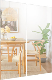 Harbour Housewares Self Adhesive Rectangular Wall Mirror Tiles with Adhesive Pads - 30 x 40cm Pack of 4