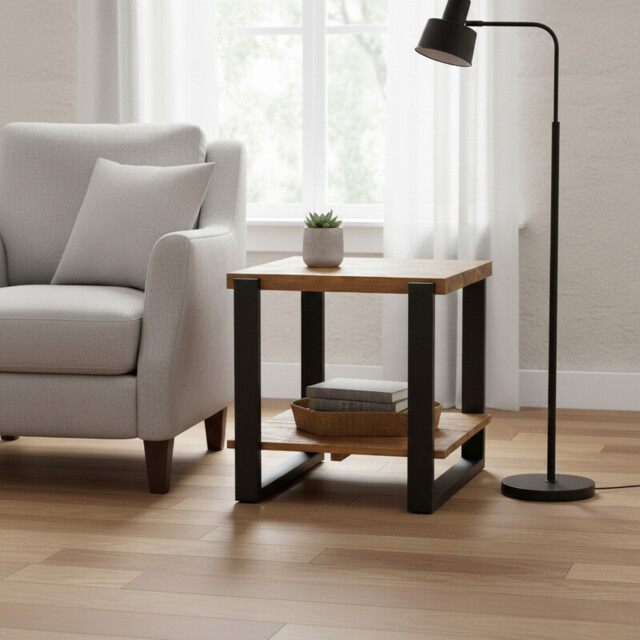 Side Table Pembroke Square Pine Natural/Black - image 1