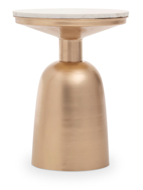 Interiors by Premier Side Table Amira Rose Gold Finish/White Marble Top