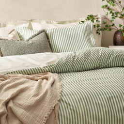 Yard Duvet Cover Set Hebden Stripe 100% Cotton Forest Green Single - thumbnail 6