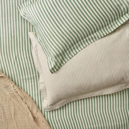 Yard Duvet Cover Set Hebden Stripe 100% Cotton Forest Green Single - thumbnail 4
