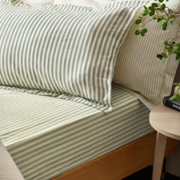Yard Duvet Cover Set Hebden Stripe 100% Cotton Forest Green Single - thumbnail 2