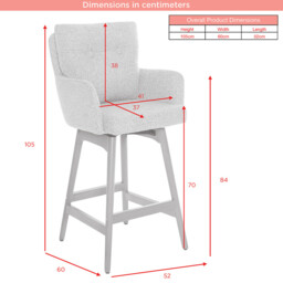 Bar Stools Cotswold Swivel Blush 2pcs - thumbnail 3