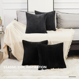 Deconovo Velvet cushion cover black color 50*50cm 1pc - thumbnail 2