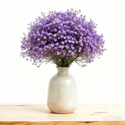Wei's Moment 5Pcs Artificial  Flowers, Fake Flowers Silk Plastic Artificial Gypsophila Realistic Flower Arrangements Wedding Decoration Table Centerpieces Purple - thumbnail 2