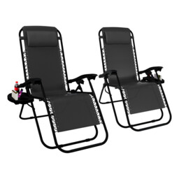 Garden Vida 2 Pack Zero Gravity Chairs, Grey - thumbnail 1