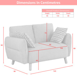 Sofa Georgia 2 Seater Light Grey - thumbnail 2